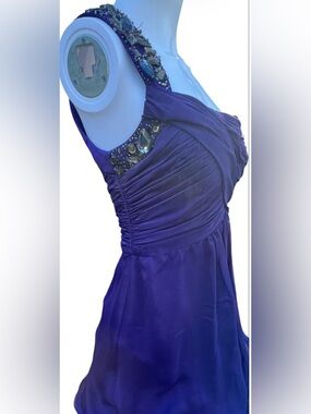 One-Shoulder Purple Chiffon Cocktail Dress